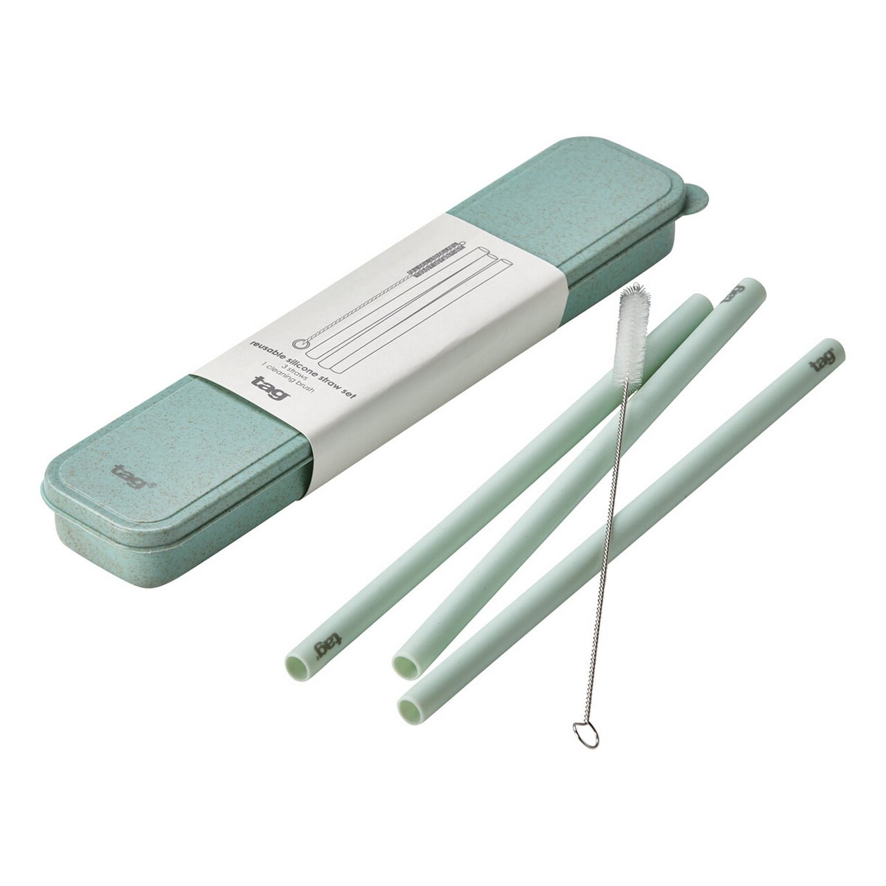 Aqua Blue Reusable Silicone Straw Set Dishwasher Safe Kitchen Accessories Everyday Use 9.5 in x 0.39 in